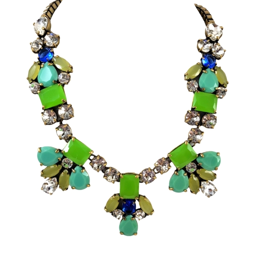 J. Crew Statement Necklace Green Blue Lime A0293